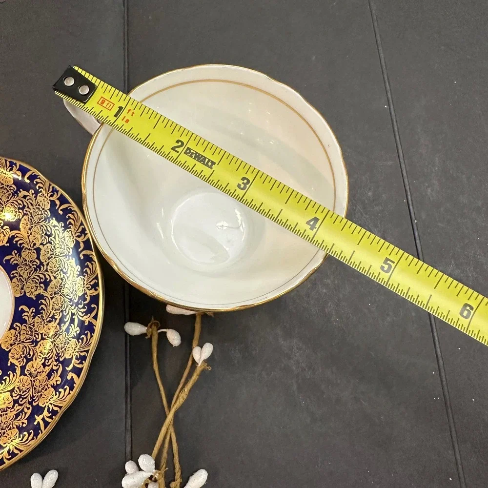 Aynsley England Vintage Cobalt Blue Floral Gilded Chintz Cup & Saucer Set